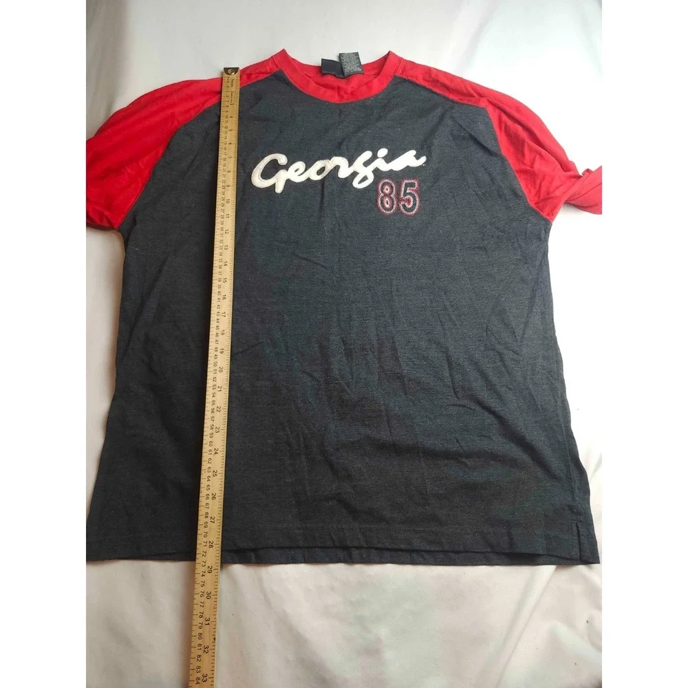 Active Georgia 85 Long Sleeve T-Shirt Men Size XL Gray Red Raglan Graphic Tee
